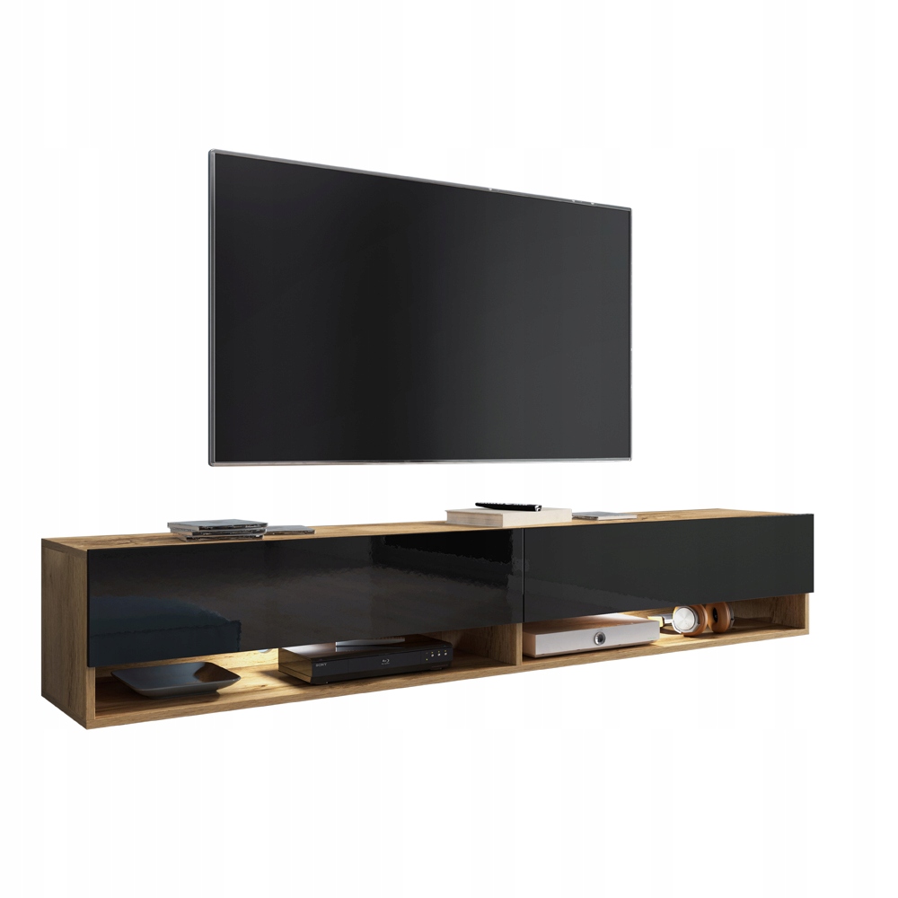Szafka Rtv Aroma 180 cm wotan czarny połysk