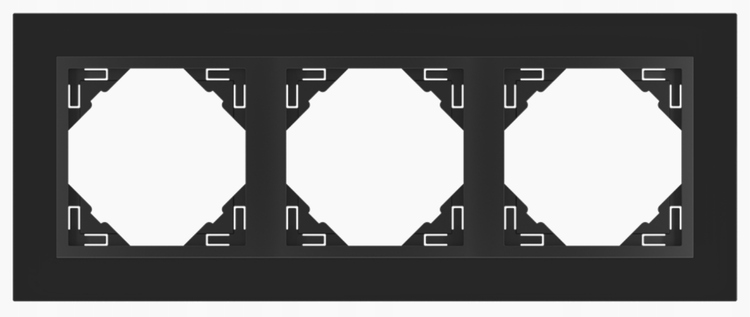 Efapel Crystal rámeček 3-násobný sklo/černý 90930TEP