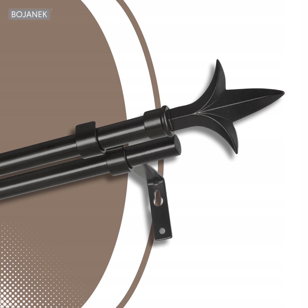 KARNISZ PODWÓJNY CZARNY 120 cm / Ø 16 + 16 mm BOJANEK STUDIO LOFT MATOWY Długość drążka 120 cm