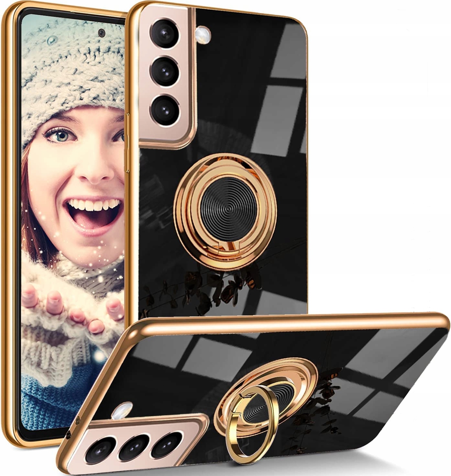 

Etui Glamour Ring Szkło do Samsung Galaxy S21 5G