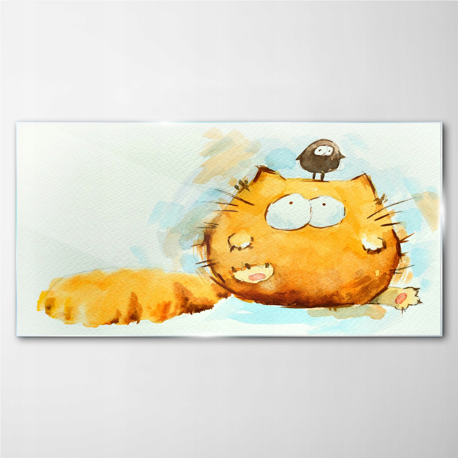 

Szklany obraz na ścianę Zwierzęta ptak kot 140x70