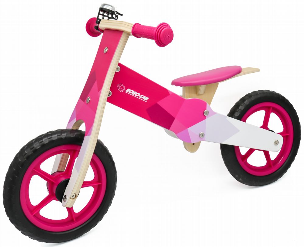 Rowerek biegowy różowy drewniany dla dzieci Bobo-San