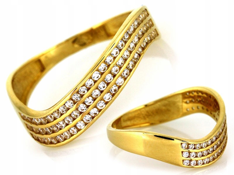 Moderní zlatý prstýnek 585 14k zdobený zirkony 1.92g r15 pro ni