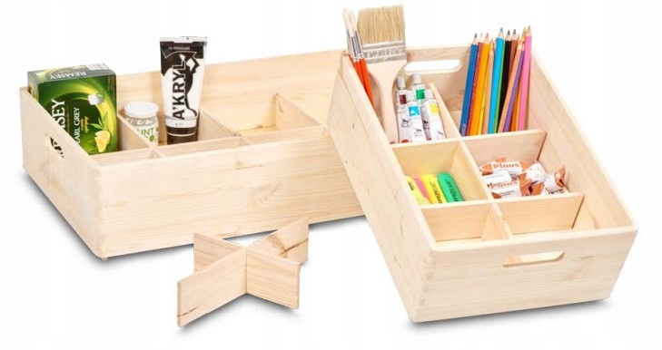Organizer drewniany do szuflady skrzynki 37x27x6,5 cm PINUS separator Stan opakowania oryginalne