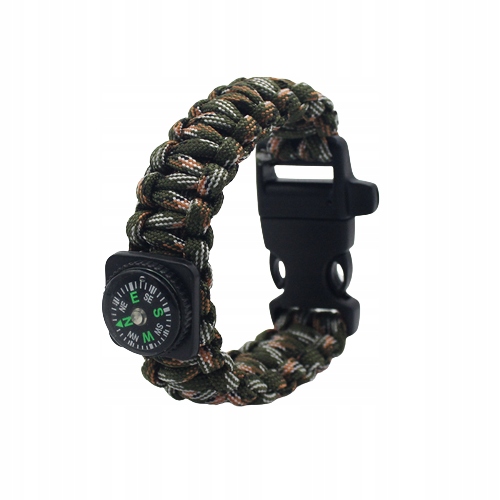 BRANSOLETKA PARACORD TAKTYCZNA KRZESIWO KOMPAS GWIZDEK LINKA SURVIVAL Model BRASOLETKA R2
