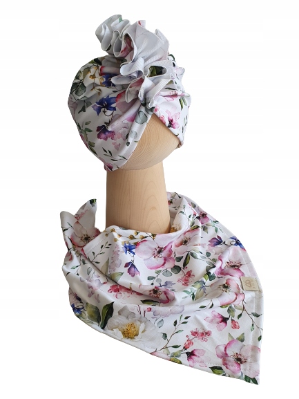 

Zestaw Czapka Turban Chusta Kwiaty 48-51cm