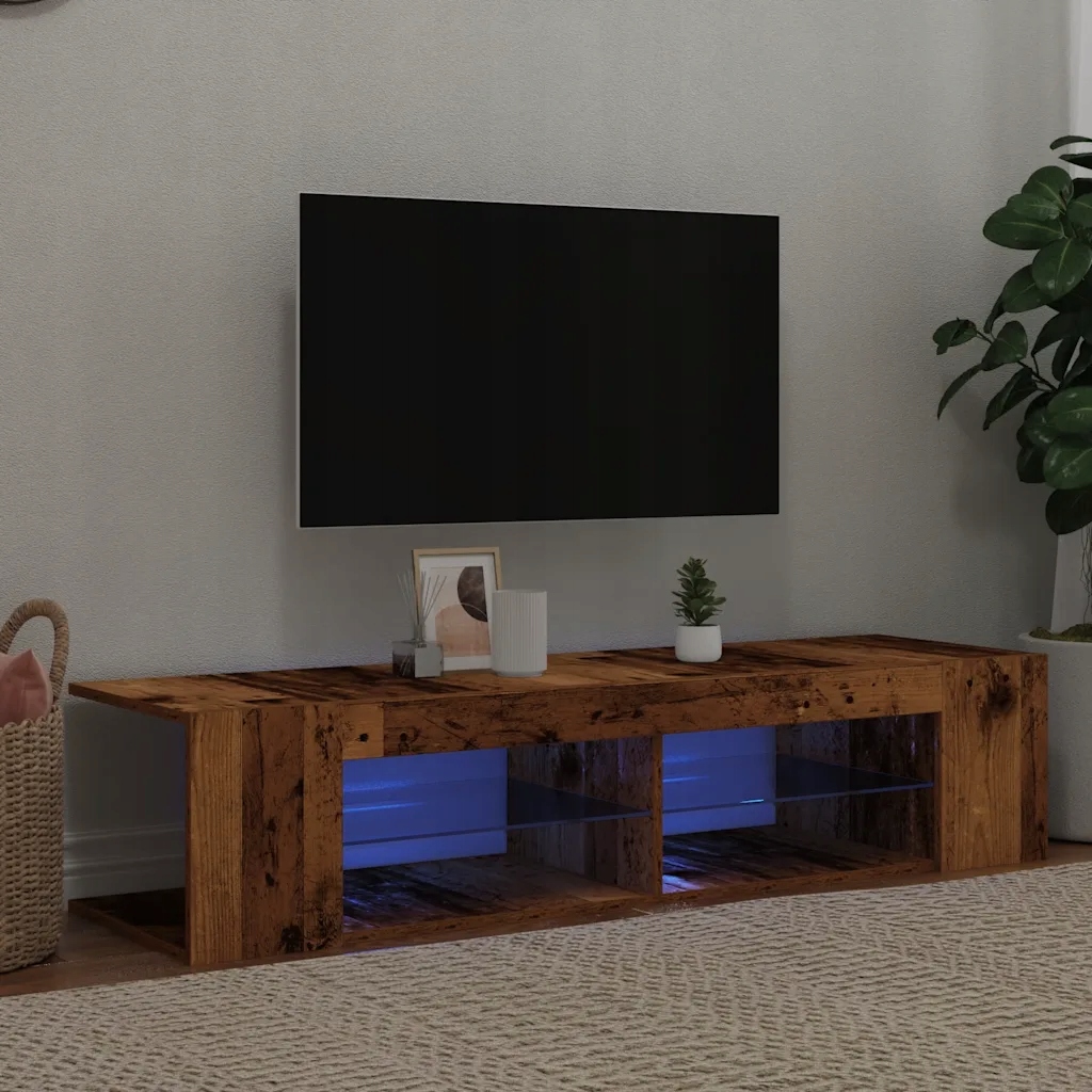 Tv stolek s Led old wood 135 x 39 x 30 cm kompozitní dřevo Old wood 856323