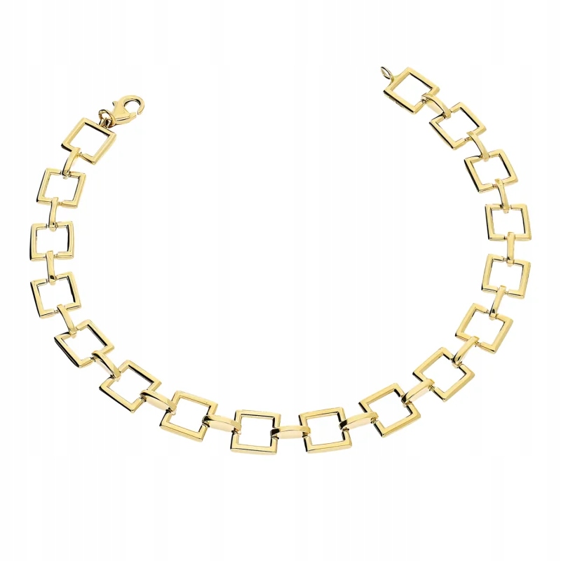 Zlatý náramek 585 s čtverci v rámečku, elegantní, značkový od klenotníka 14k