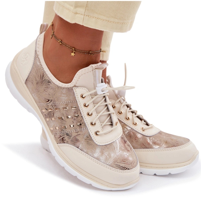 Dámské Polobotky Z Přírodní Kůže S Vzorovanými Stopkami D&a GR61-5990 Béžové 41