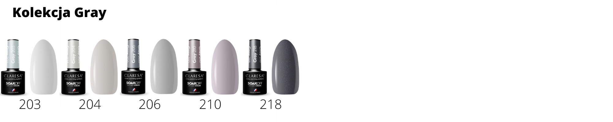 CLARESA Lakier Hybrydowy Gray 206 5g Marka Claresa