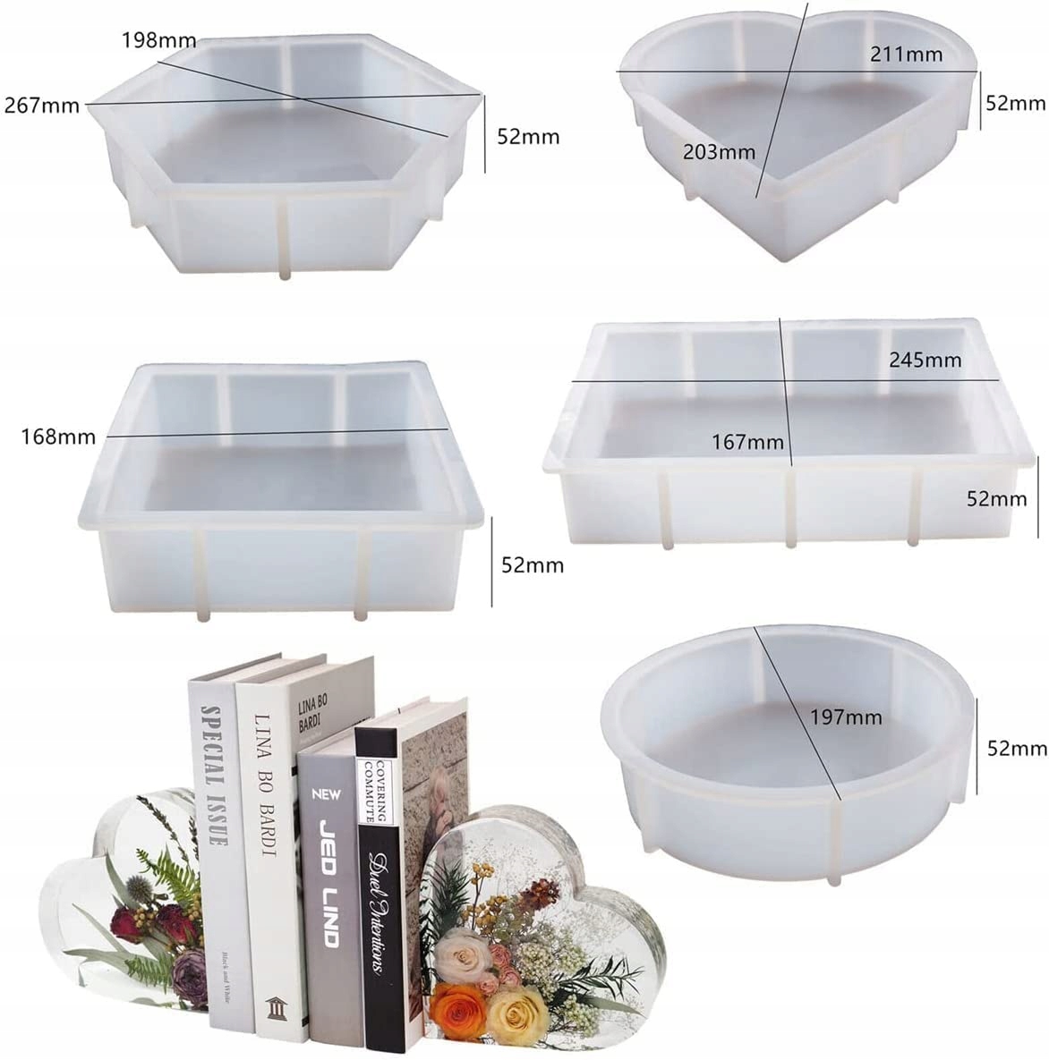 Bookend Formy Silikonowe Formy Żywicy-5 sztuk Kod producenta F11des66ds