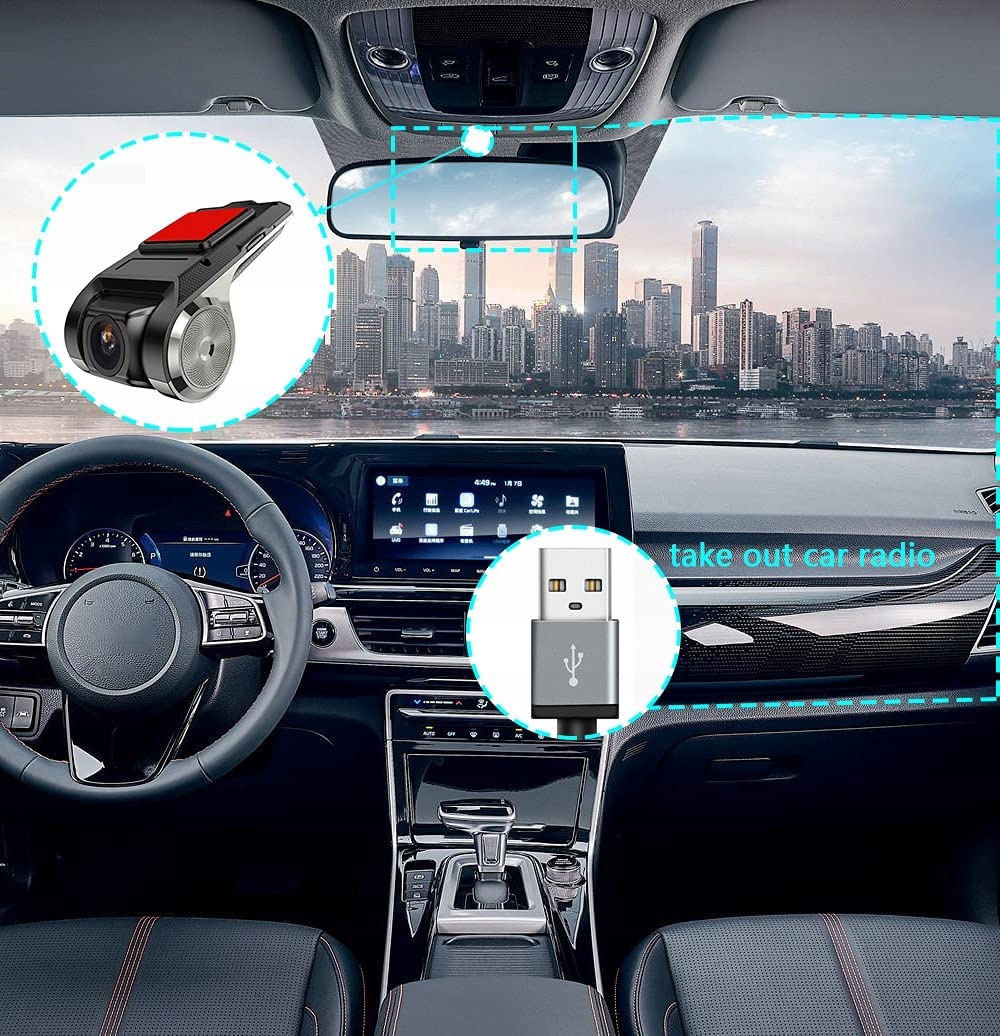 Rejestrator jazdy DVR HD g-sensor system LDWS WDR Zasilanie USB