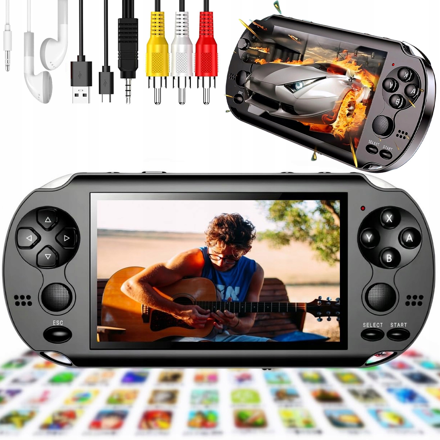 Přenosná Konzola X Mini Pro Retro Hry 1000+ Her 8 Gb Pl Menu Tv 4.3"