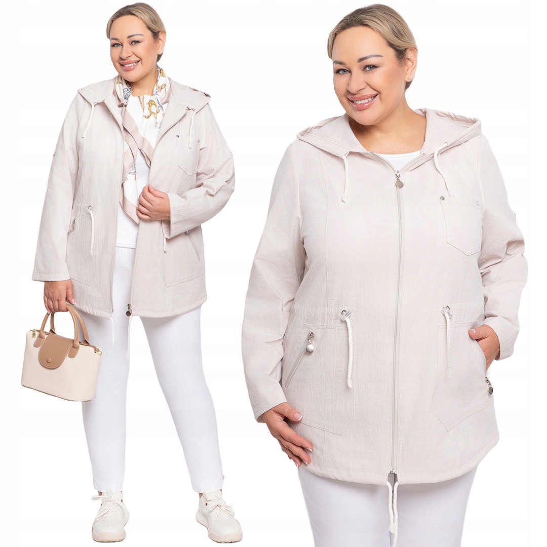 Béžová tenká bunda plus size velikost 54