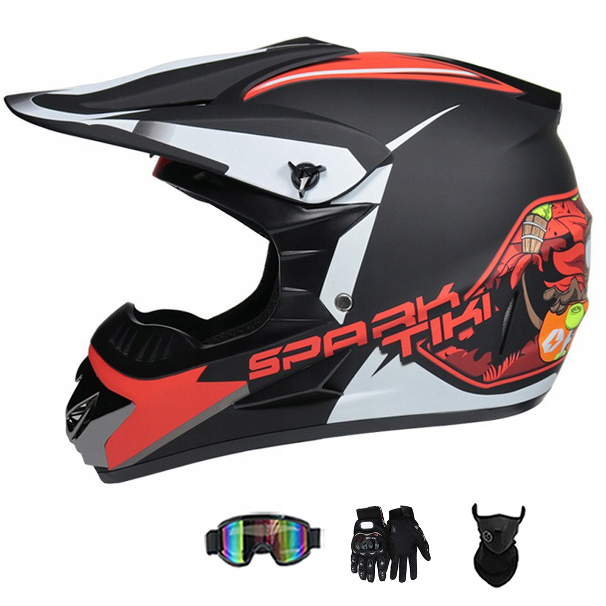 Motocyklová Přilba Lehká Enduro Quada Brýle Rukavice Maska XL