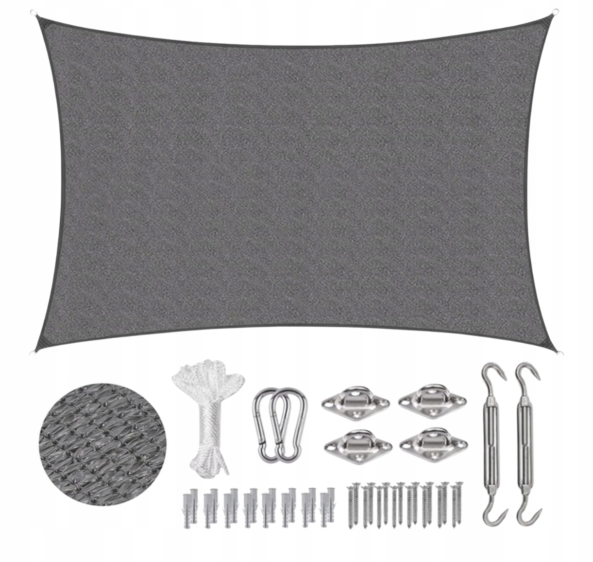 Żagiel Ogrodowy Przeciwsłoneczny 200 X 300CM Antracyt Hdpe