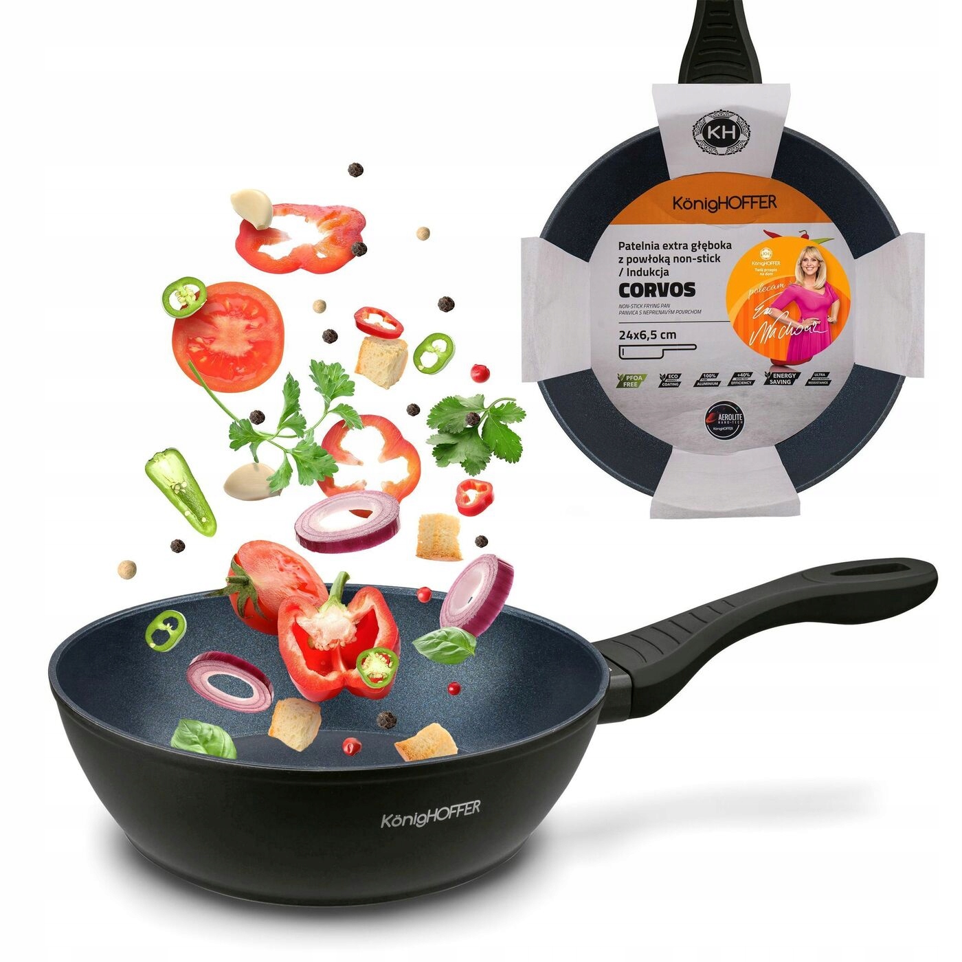 

Patelnia głęboka 28 Indukcja wysoka Nonstick Duża