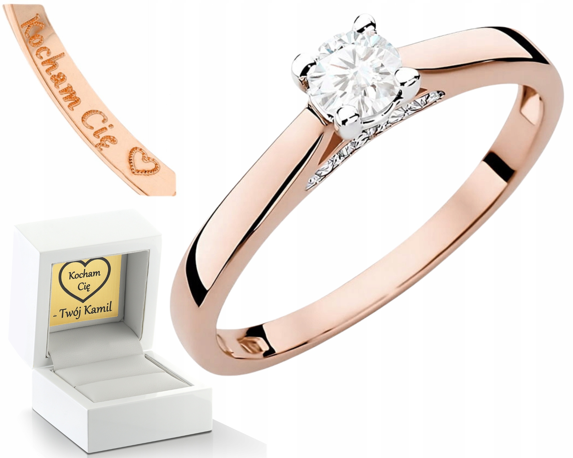 Růžové Zlato Prstýnek S Laboratorním Diamantem Ryzost 585 14K Dárek