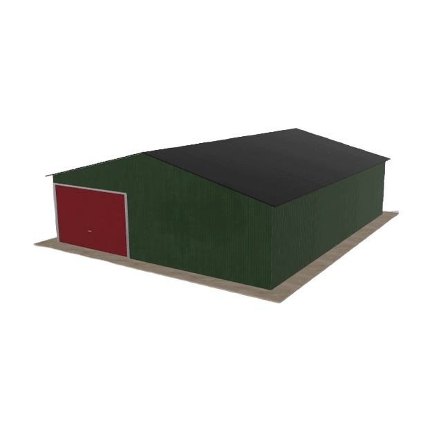 Plechová garáž 7.5 x 9 m jednopolohová, dvouspádová, zelená