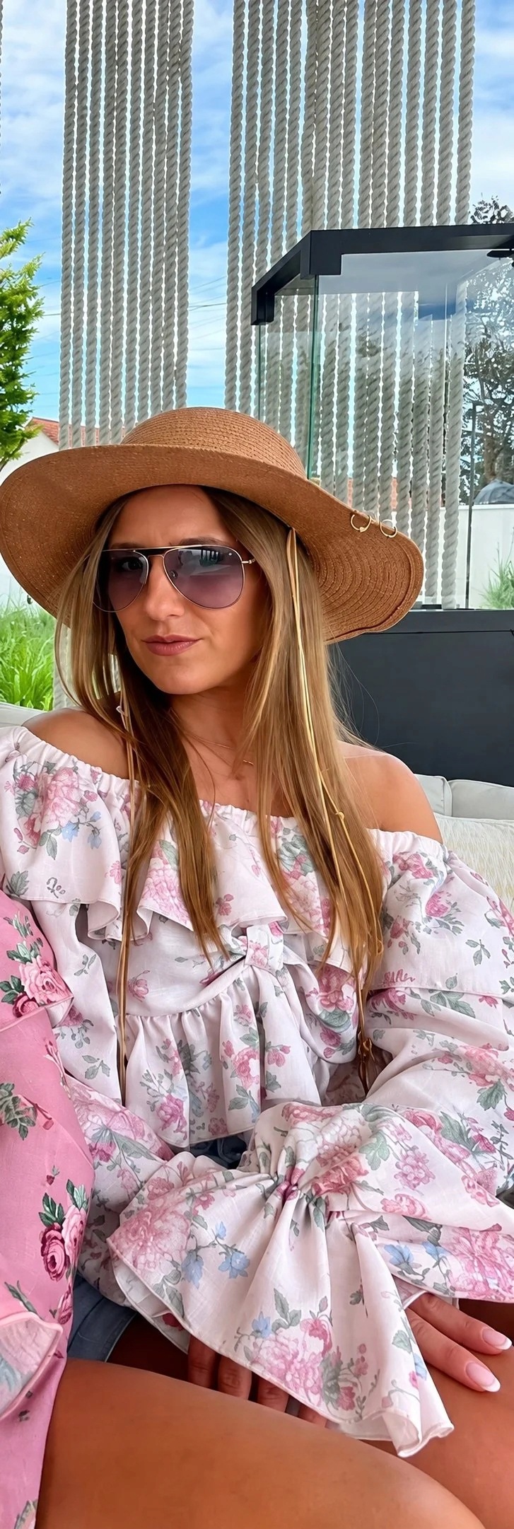 [vel. S-l] Dámská halenka La Milla španělská lněná pudrová růžová s květinami