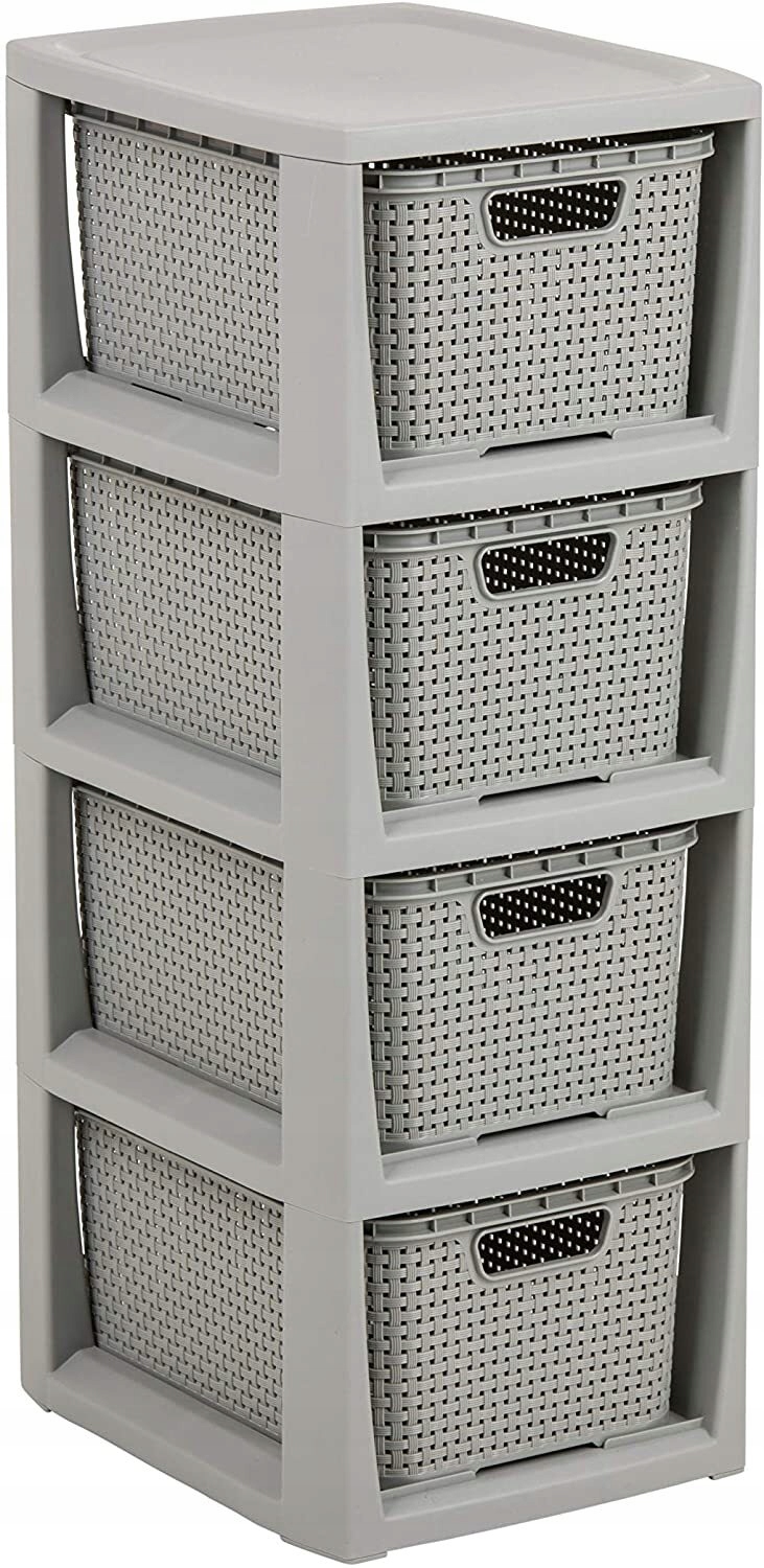 REGAŁ 4 KOSZE SZUFLADY KOMODA SŁUPEK ORGANIZER LUX