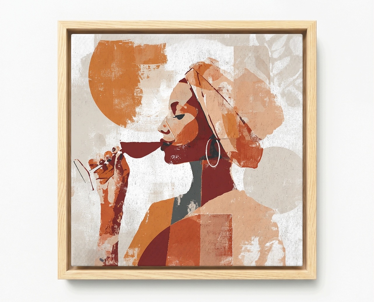 Obraz Rám Americký Box Abstrakce Žena Profil Portrét Víno Boho 80x80