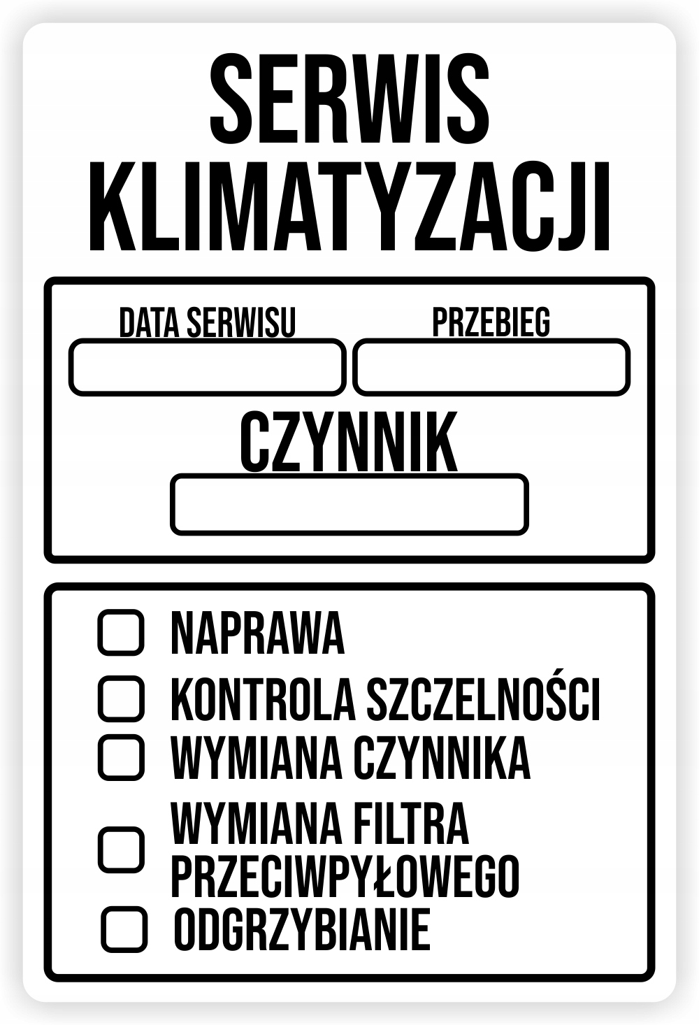 

100x Naklejki serwisowe Serwis Klimatyzacji 9x6 cm