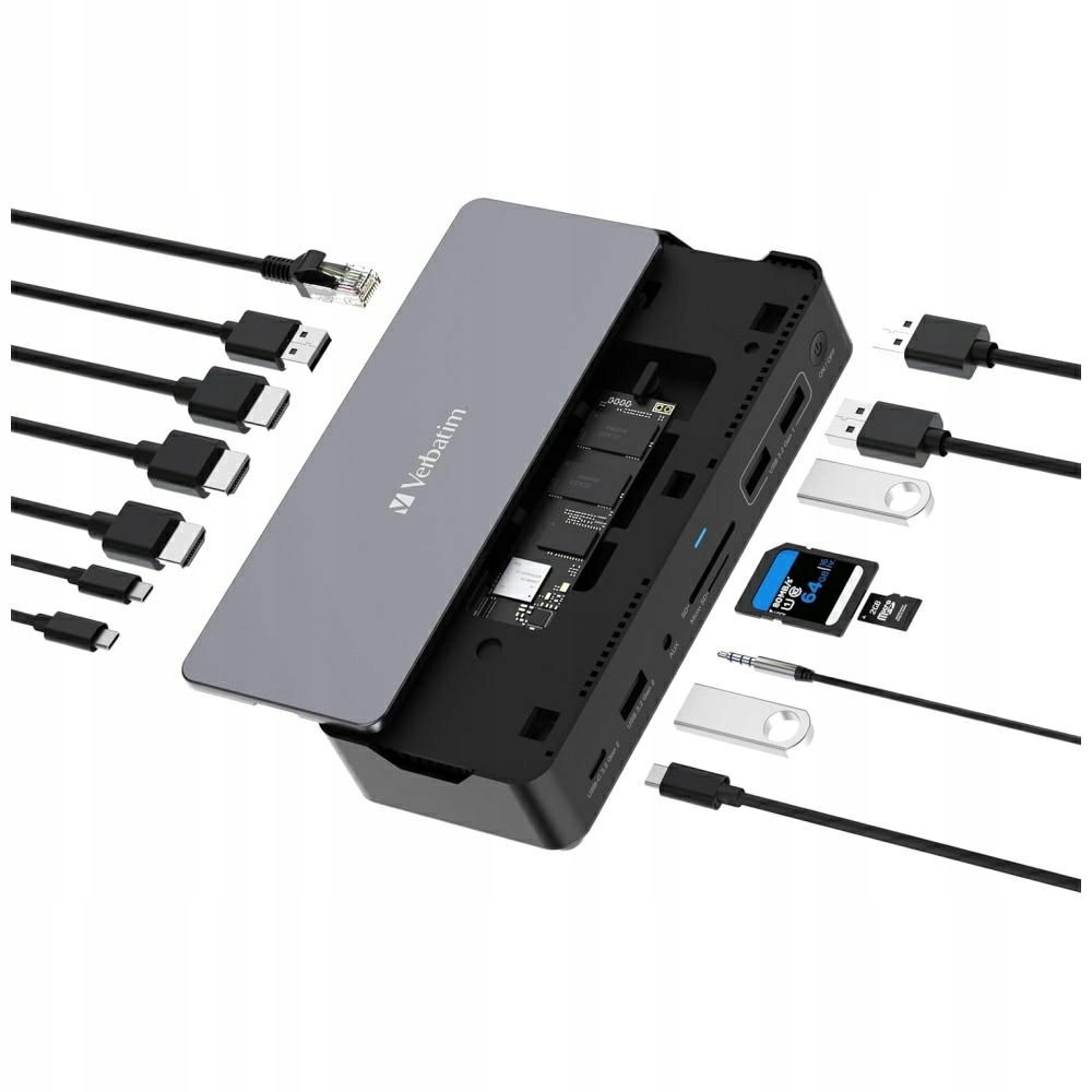 Adaptér Verbatim dokovacia stanica Usb-c Pro 15w1 2xHDMI/1xRJ45/3xUSB-A/3xUSB