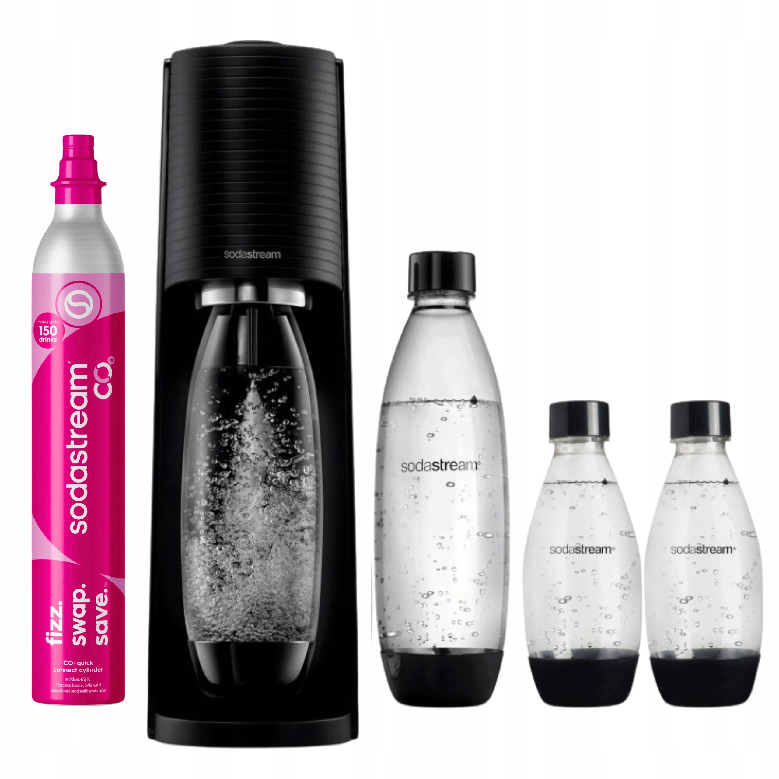 SodaStream Terra čierna 3 fľaše 0,5L 1L CO2 valec