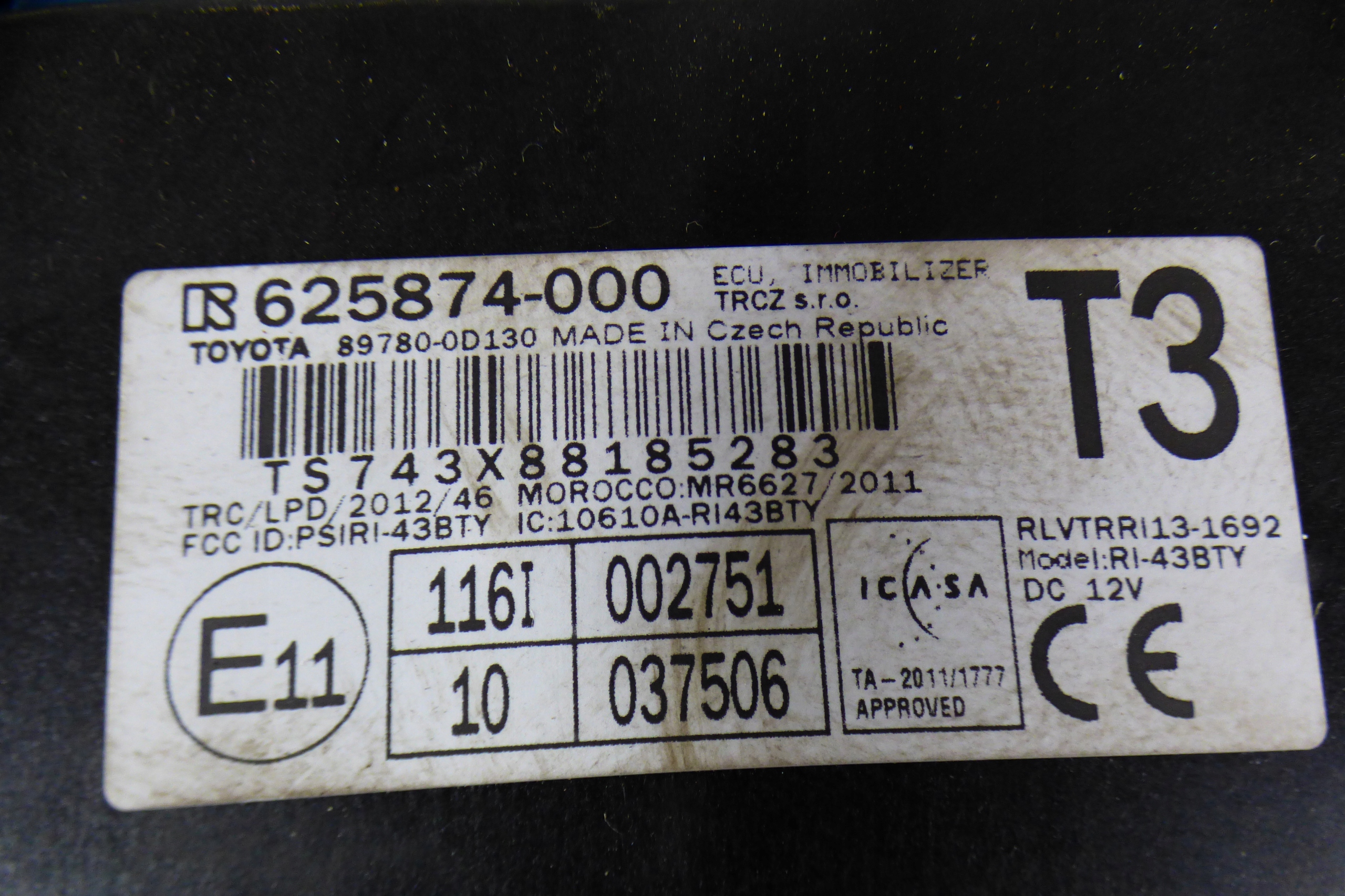 modulo immobilizera 89780-0D130 stbdb TOYOTA YARIS III