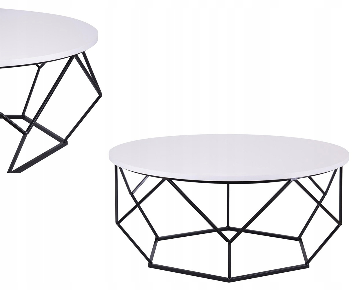 

Stolik kawowy Diamond 90 cm czarno biały styl loft