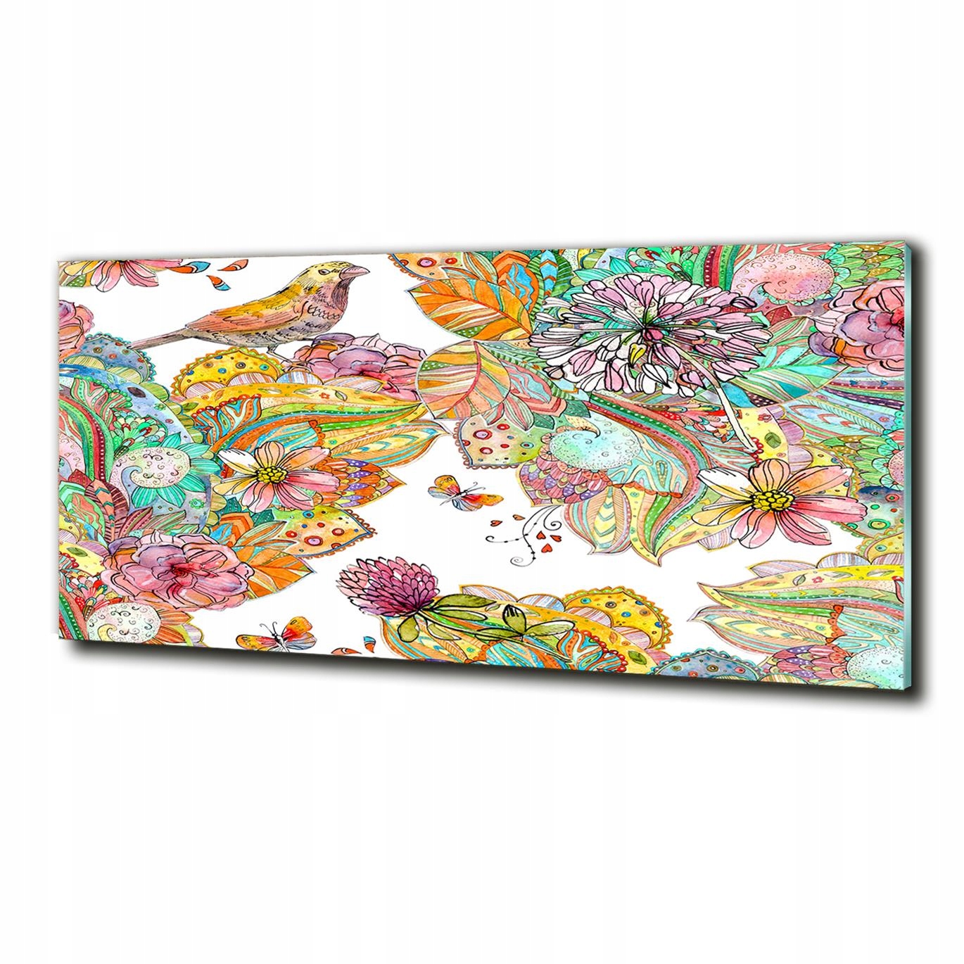 

Foto szklany do pokoju obraz Ptak i ornamenty