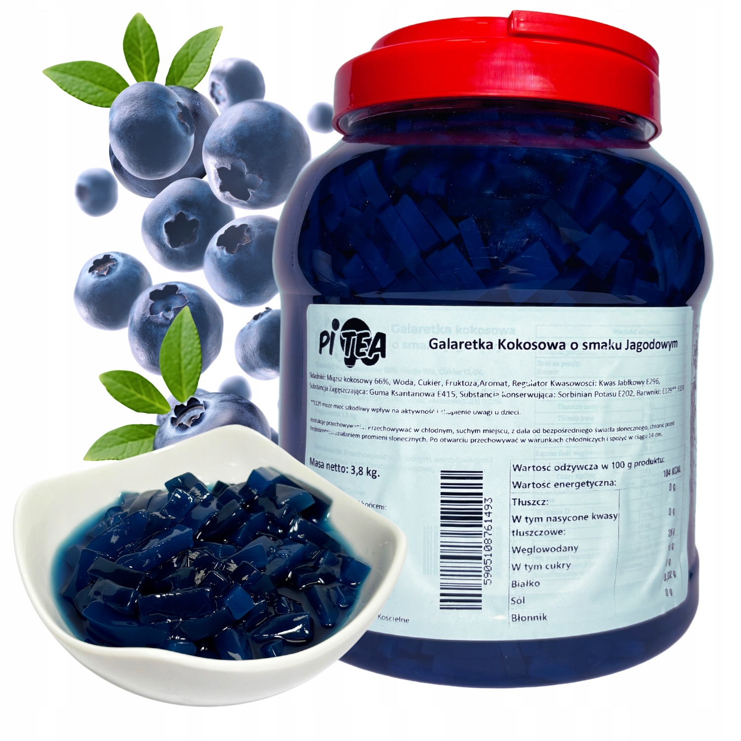 Levně Jelly Nata de Coco želé bonbony želé na bubble tea 3,8 kg Jagoda