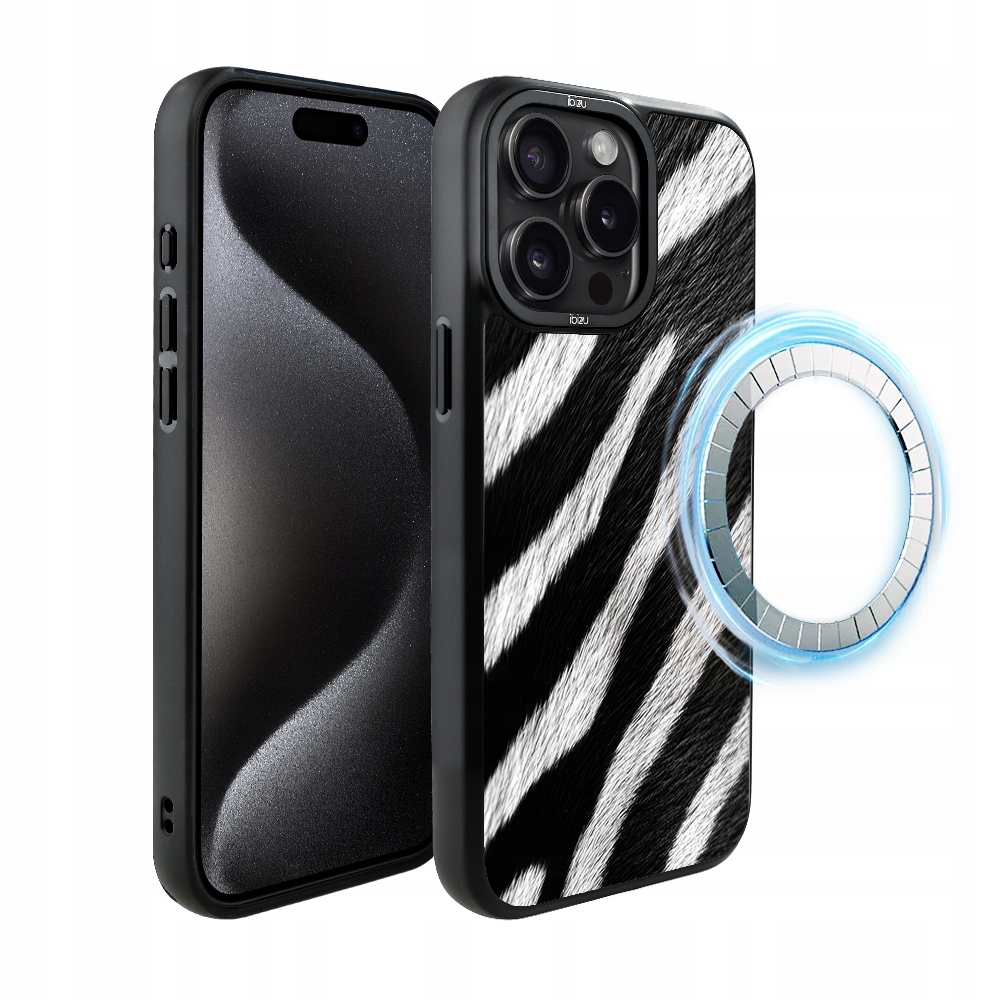 Pouzdro pro iPhone 15 Pro Ibizu DropGuard Matt s MagSafe, Zebra
