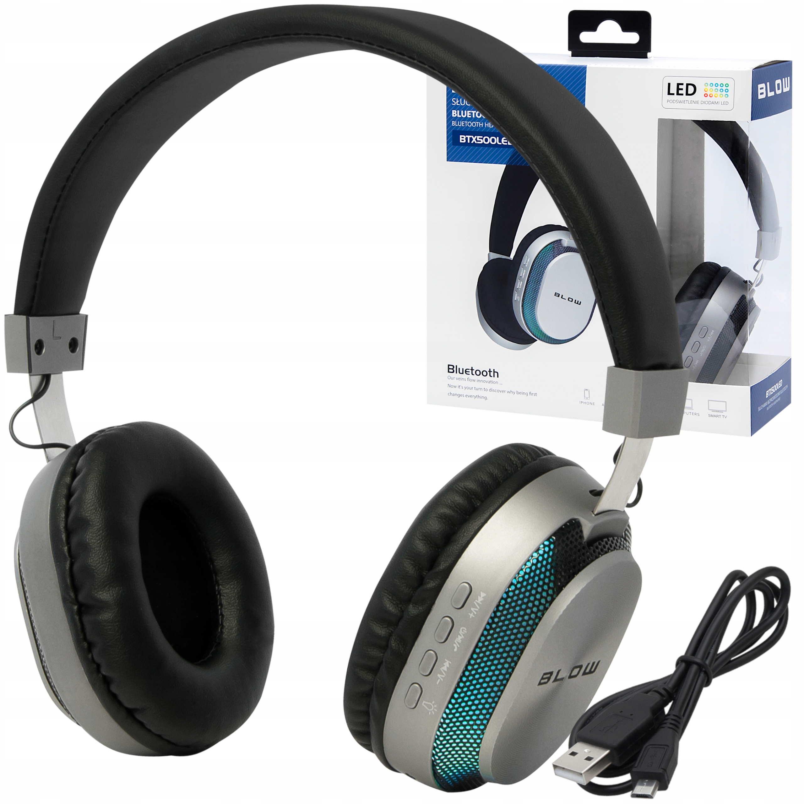 

Słuchawki bezprzewodowe Blow Bluetooth Bas Led MIC