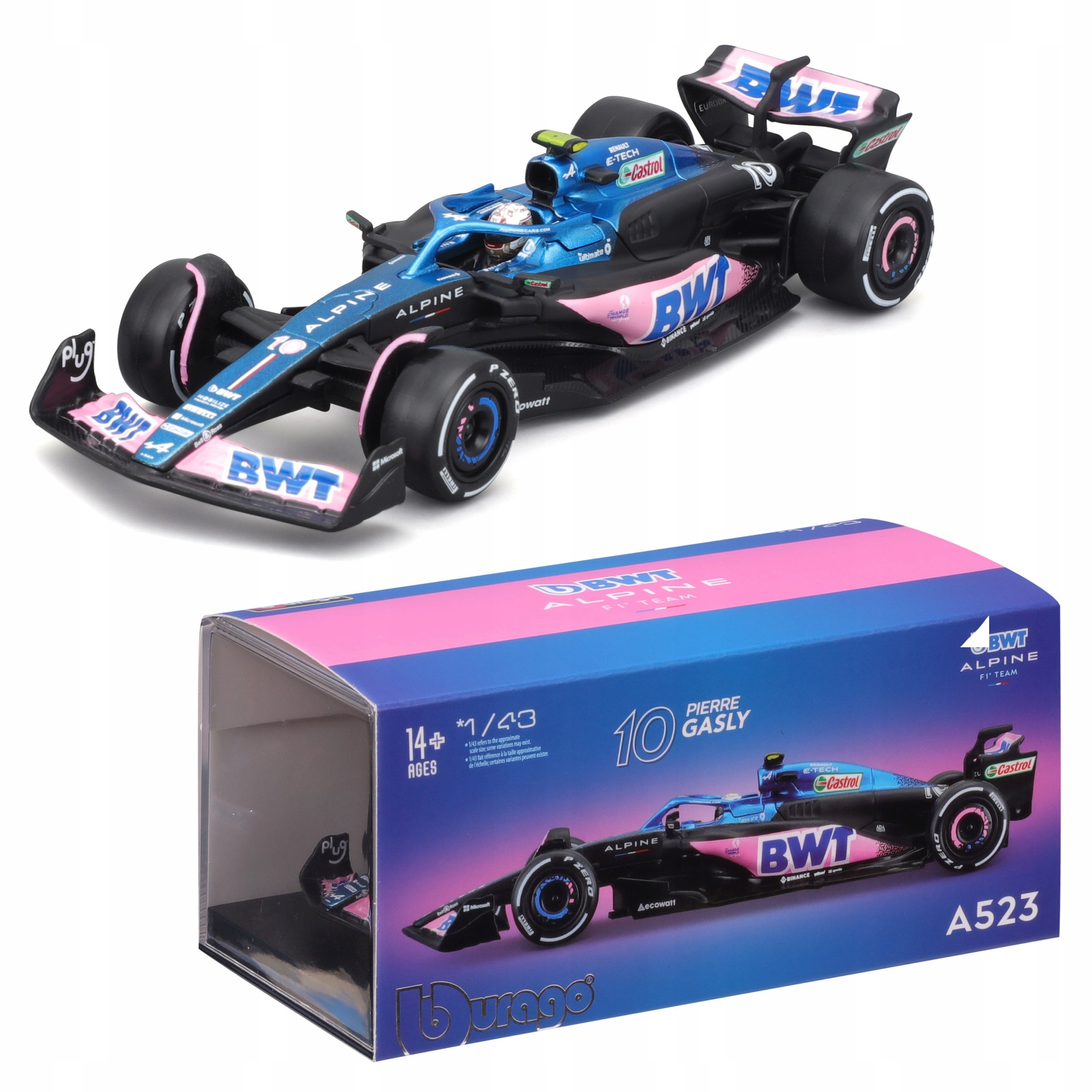 Bolid F1 Pierre Gasly Bwt Alpine Team A523 2023 1:43 model Bburago 18-38073