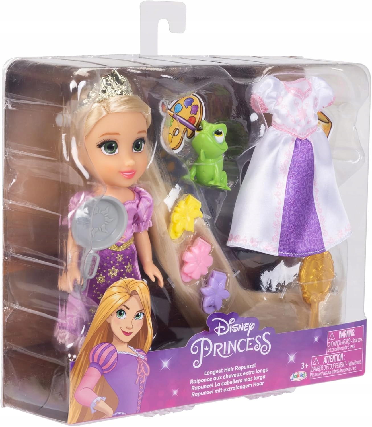 MINI LALKA KSIĘŻNICZKA DISNEY ZAPLĄTANI ROSZPUNKA RAPUNZEL16 CM + AKCESORIA Materiał plastik
