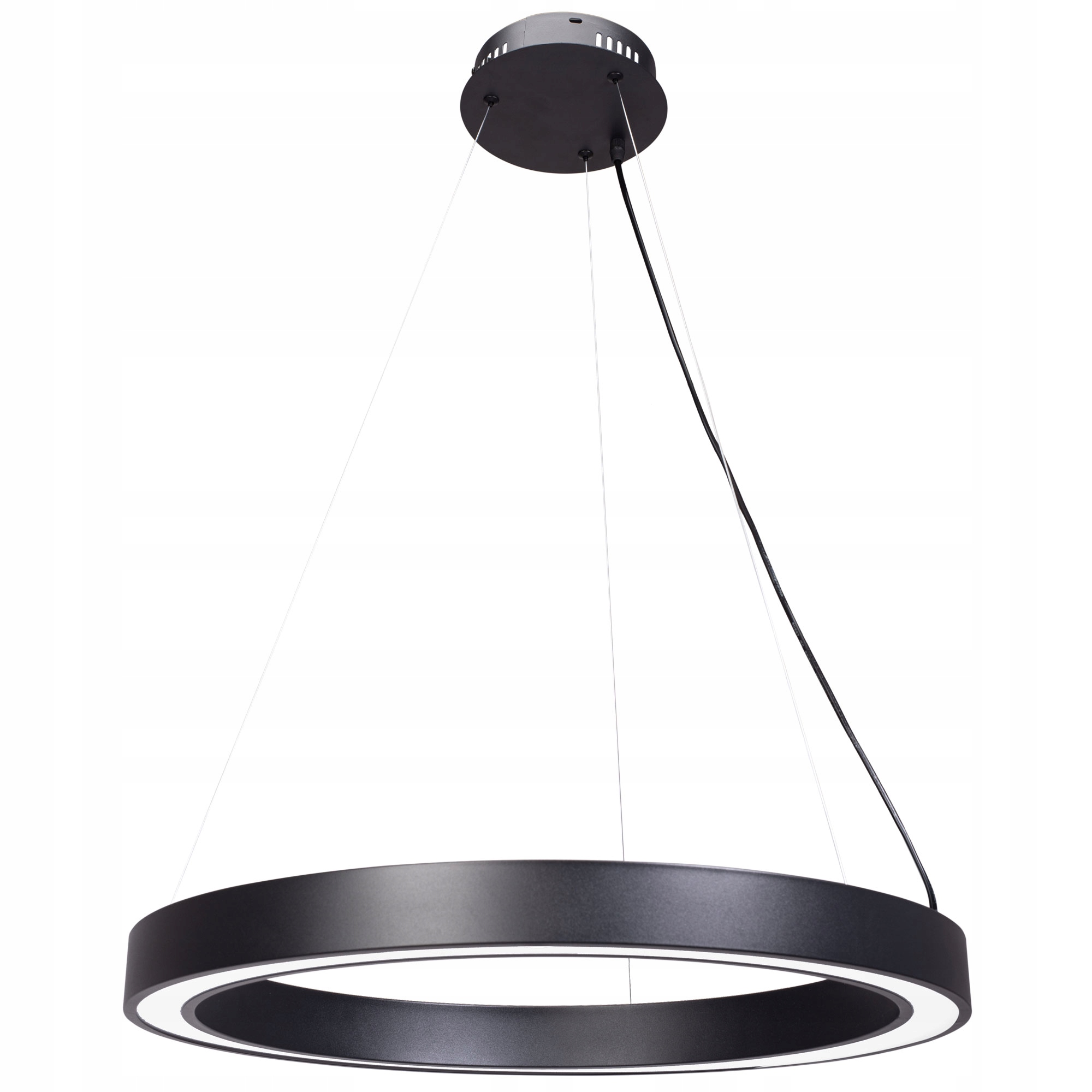Żyrandol Led Do Salonu Czarny Okrągły Wiszący Ring 60 cm 27W Lampa Sufitowa