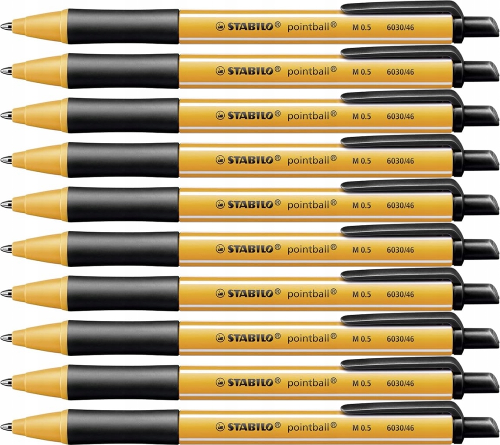 Długopis automatyczny Stabilo Pointball 6030/46 Czarny z klipsem x 10 sztuk