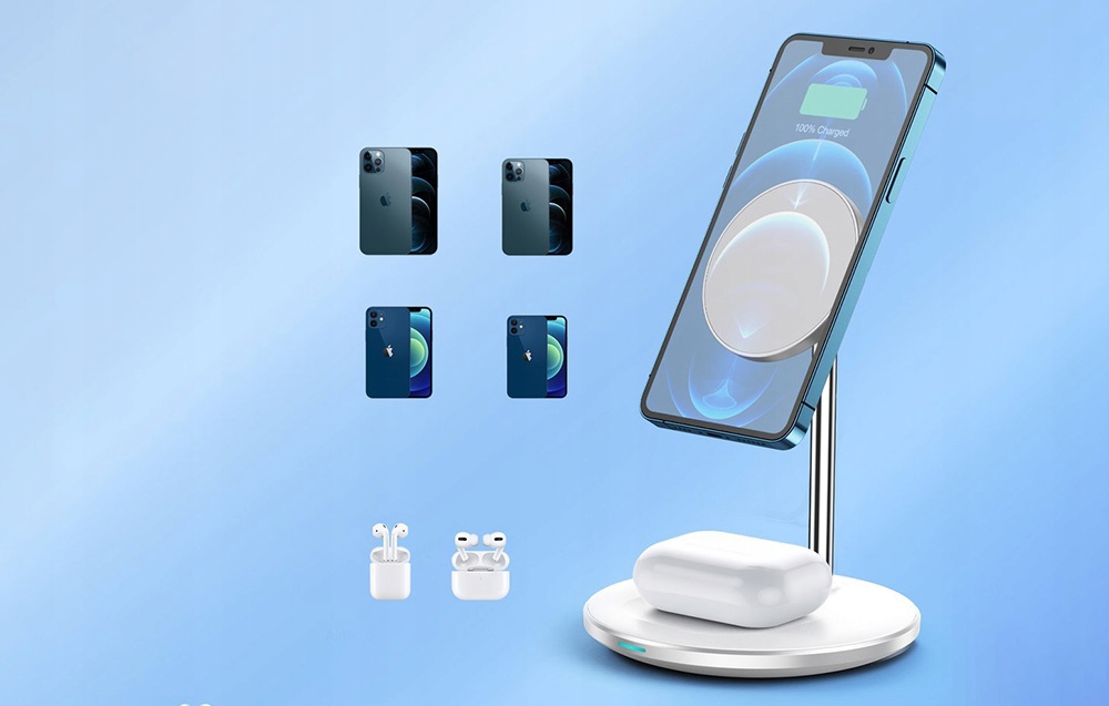 CHOETECH BEZPRZEWODOWA ŁADOWARKA INDUKCYJNA 2W1 MAGSAFE TELEFON SŁUCHAWKI Stan opakowania oryginalne