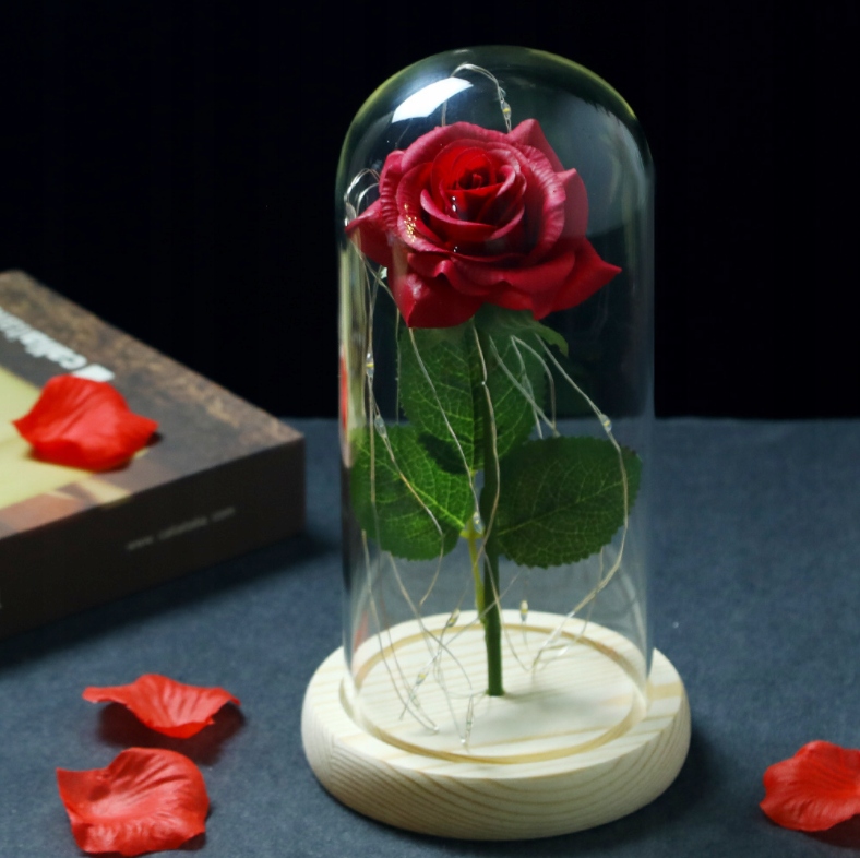 CZERWONA SZTUCZNA WIECZNA RÓŻA W SZKLE Z DIODAMI PREZENT NA DZIEŃ MATKI Rodzaj wieczna róża