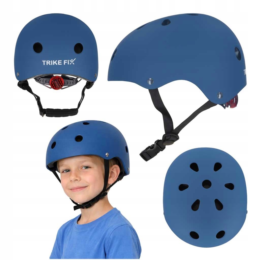 Kask rowerowy dla dziecka Trike Fix dziecięcy regulowany Led S 48-54cm gran
