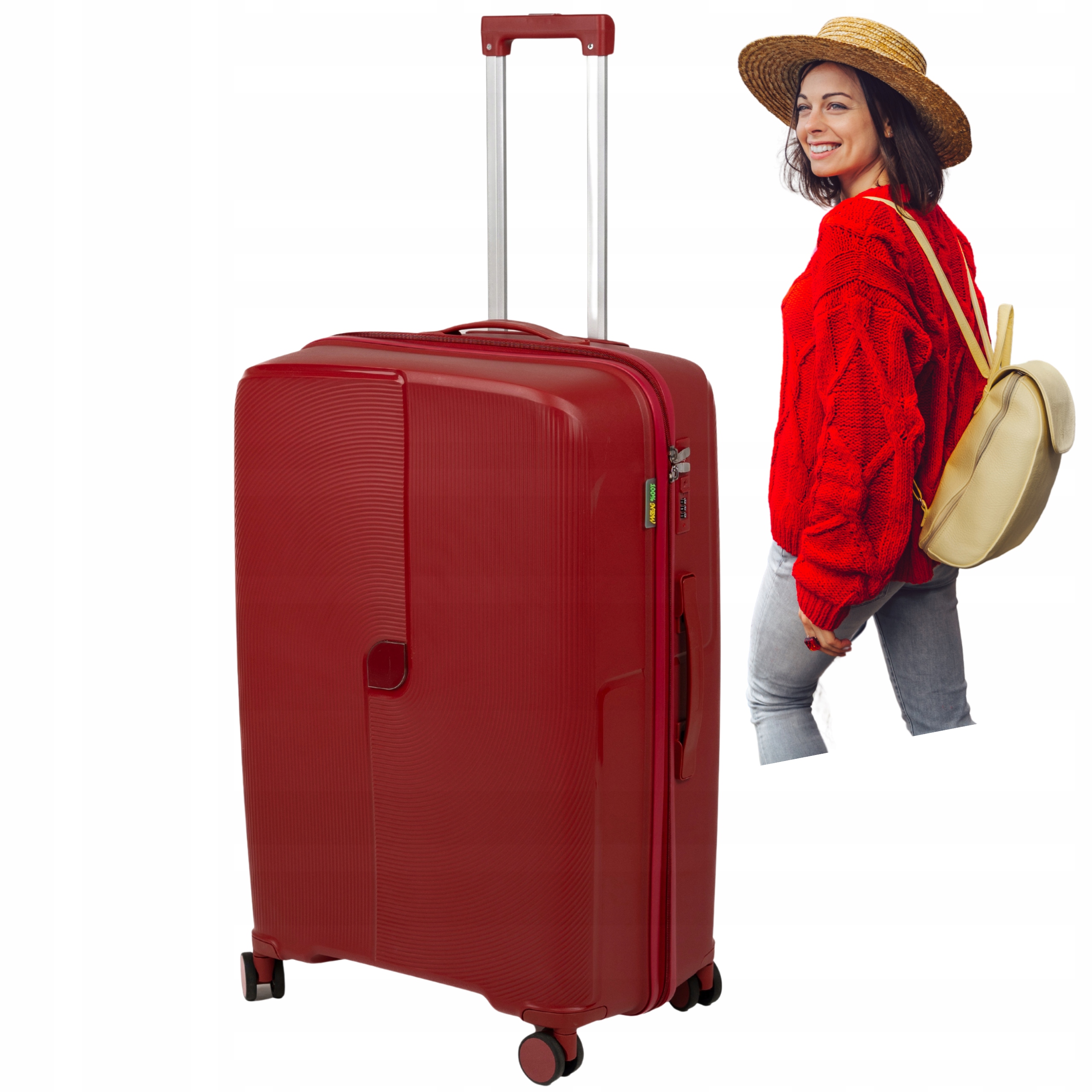 Velká Cestovní Taška Červená Dámská Tvrdá S Pp 75*50*31, Prostorná, 116 L