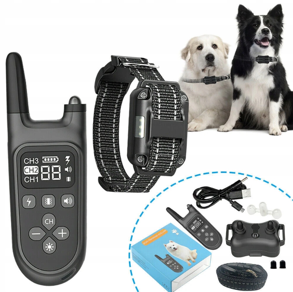 Levně Elektrický Výcvikový Obojek Pro Psa, Voděodolný, Protištěkací, Dálkový Ovladač 800 M