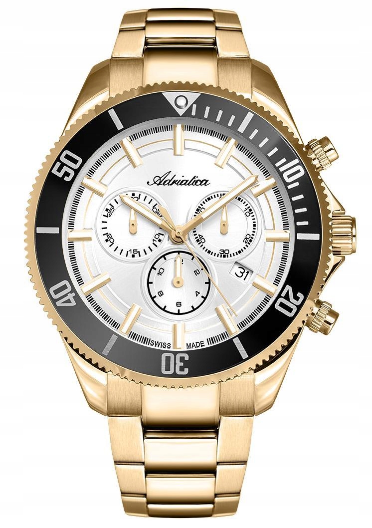 Nový Originální Pánské Hodinky Adriatica A1139.1113CHN zlatý chronograf