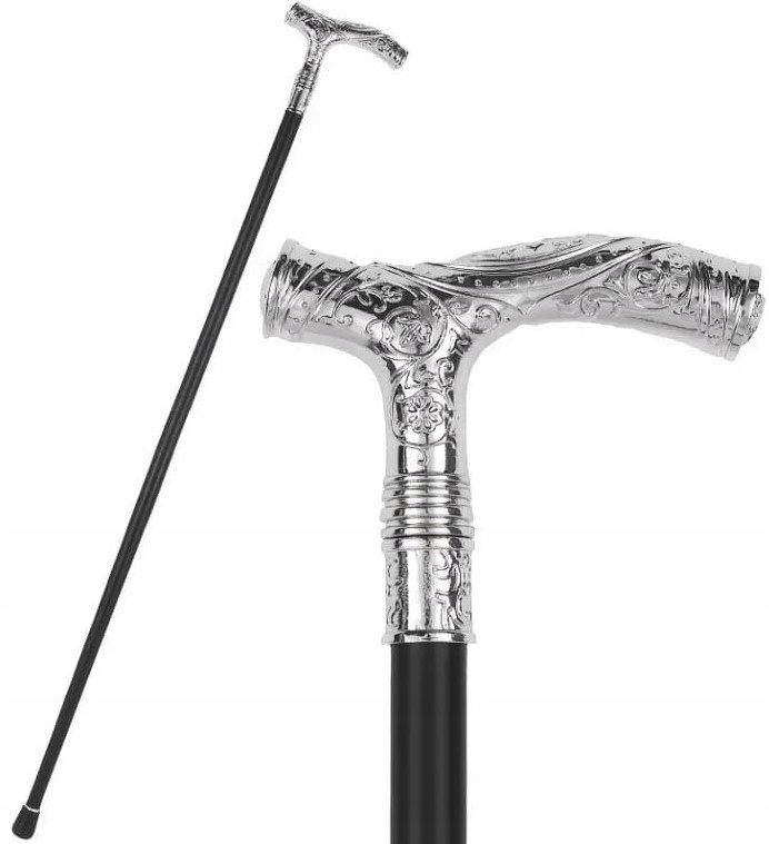 Laska metalowa ozdobna Fritz Z Niedźwidziem Srebrna Klasyczna elegancja