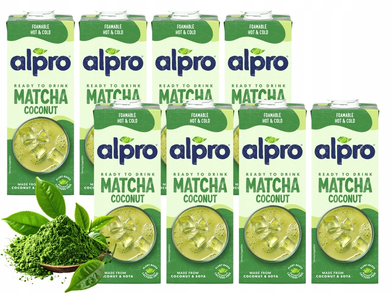 Alpro napój kokosowy Matcha gotowy do picia Zestaw 8 x 1 L