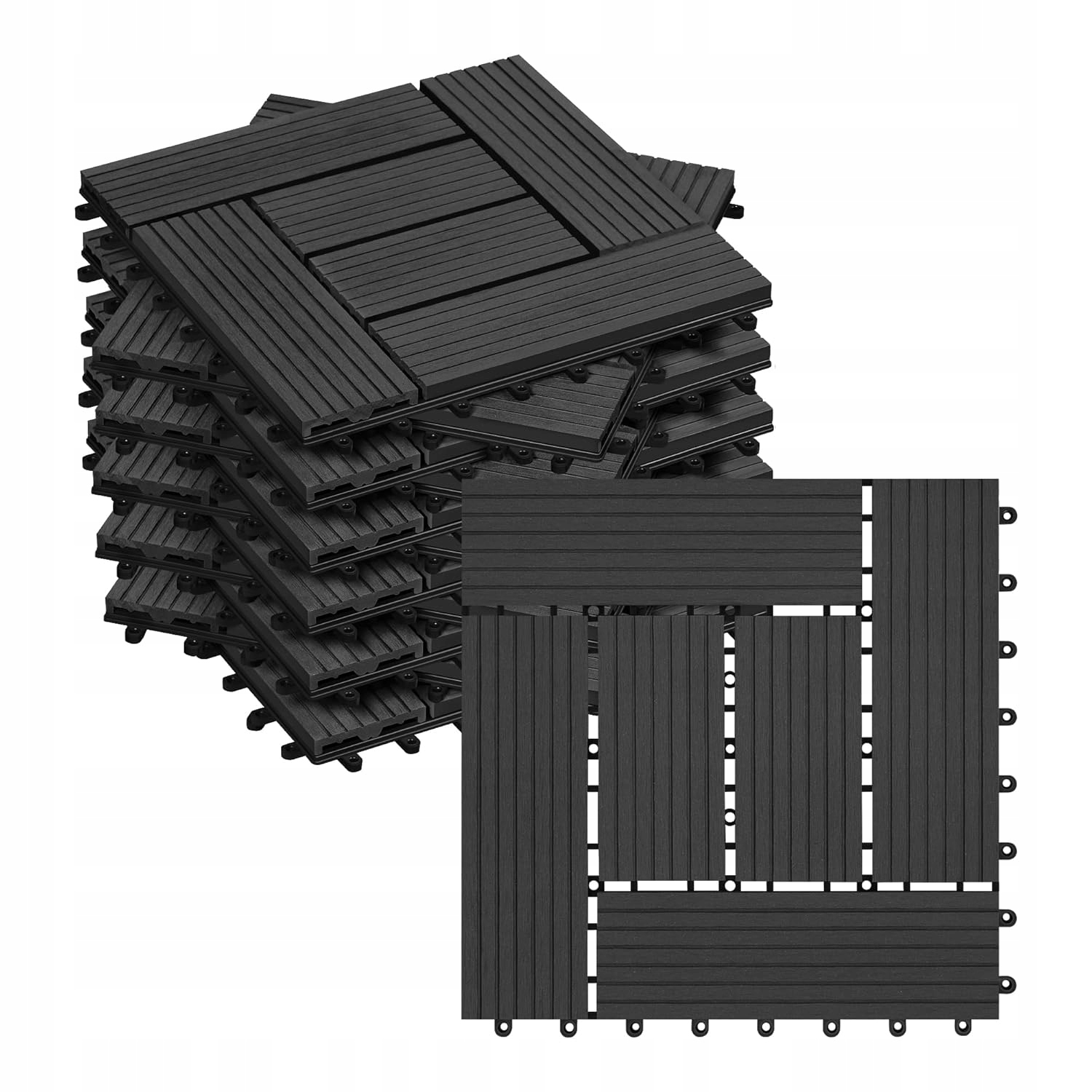 Terasové dlaždice Wpc s dreveným vzhľadom a antracitovým uzamykacím systémom 2 m2