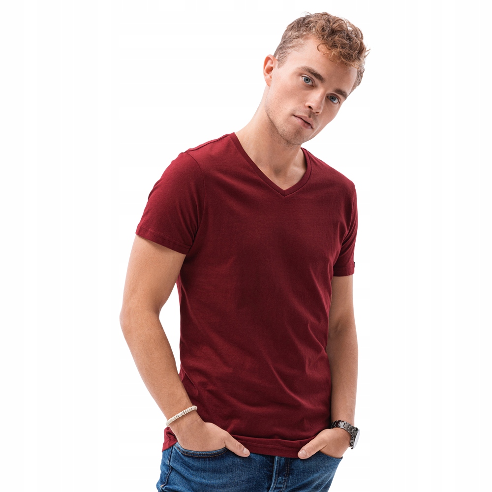 

T-shirt męski bawełniany S1369 bordowy L