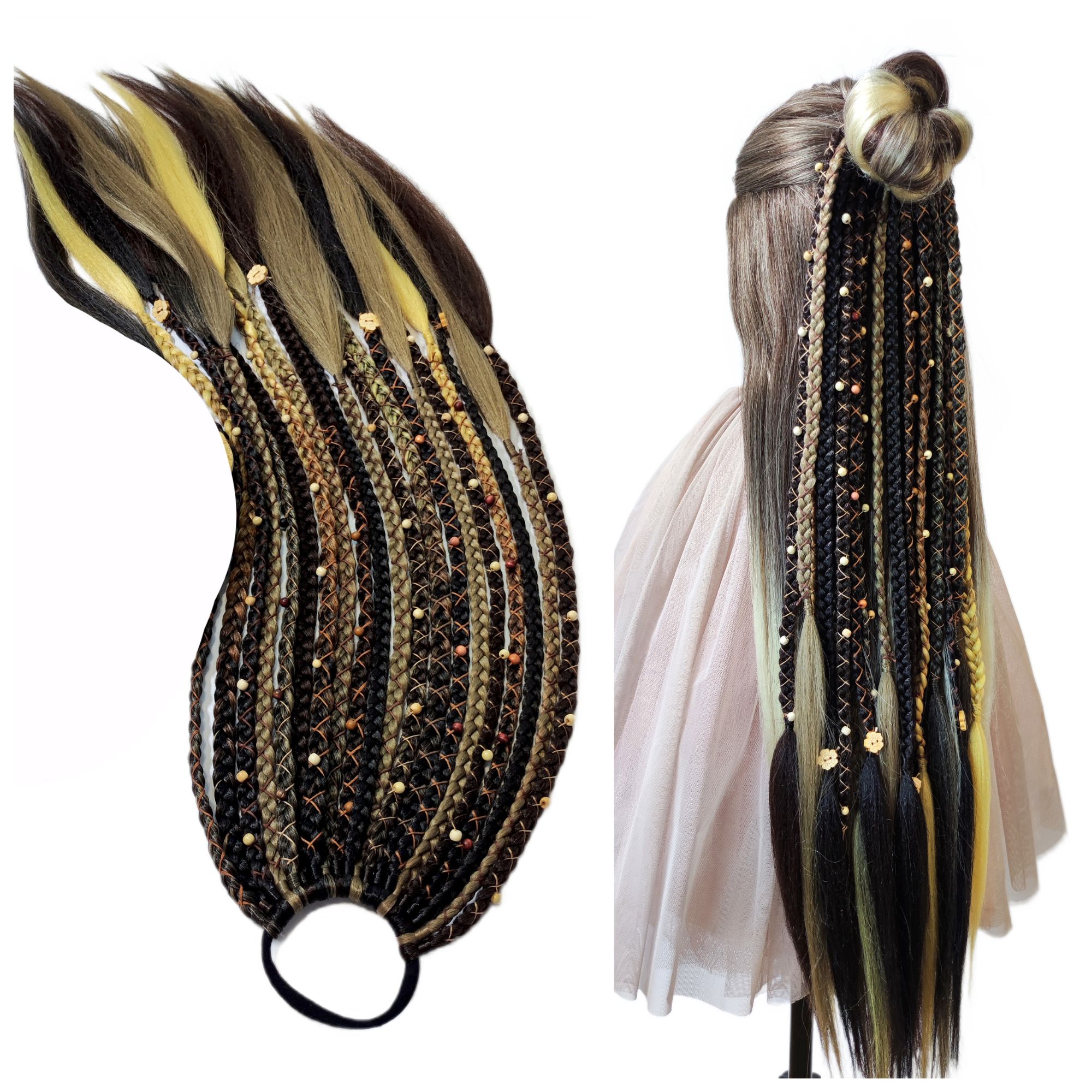 Syntetické copánky na gumičce, Poník na gumičce, bronz, Karamelová Pokušení